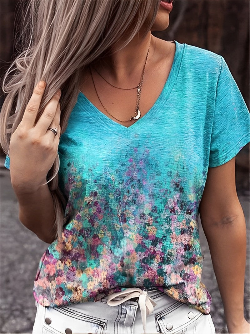 Liliane – Leichtes T-Shirt mit Blumenmuster
