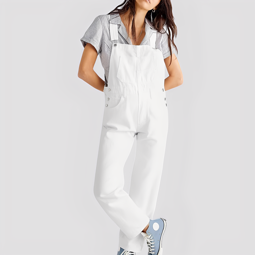 Mildred - Klassische, locker sitzende Damen-Jeans-Latzhose