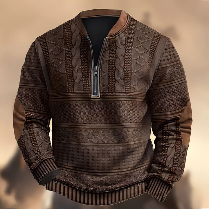Edmund - Bequemer Pullover mit Druck und Reißverschluss für Herren