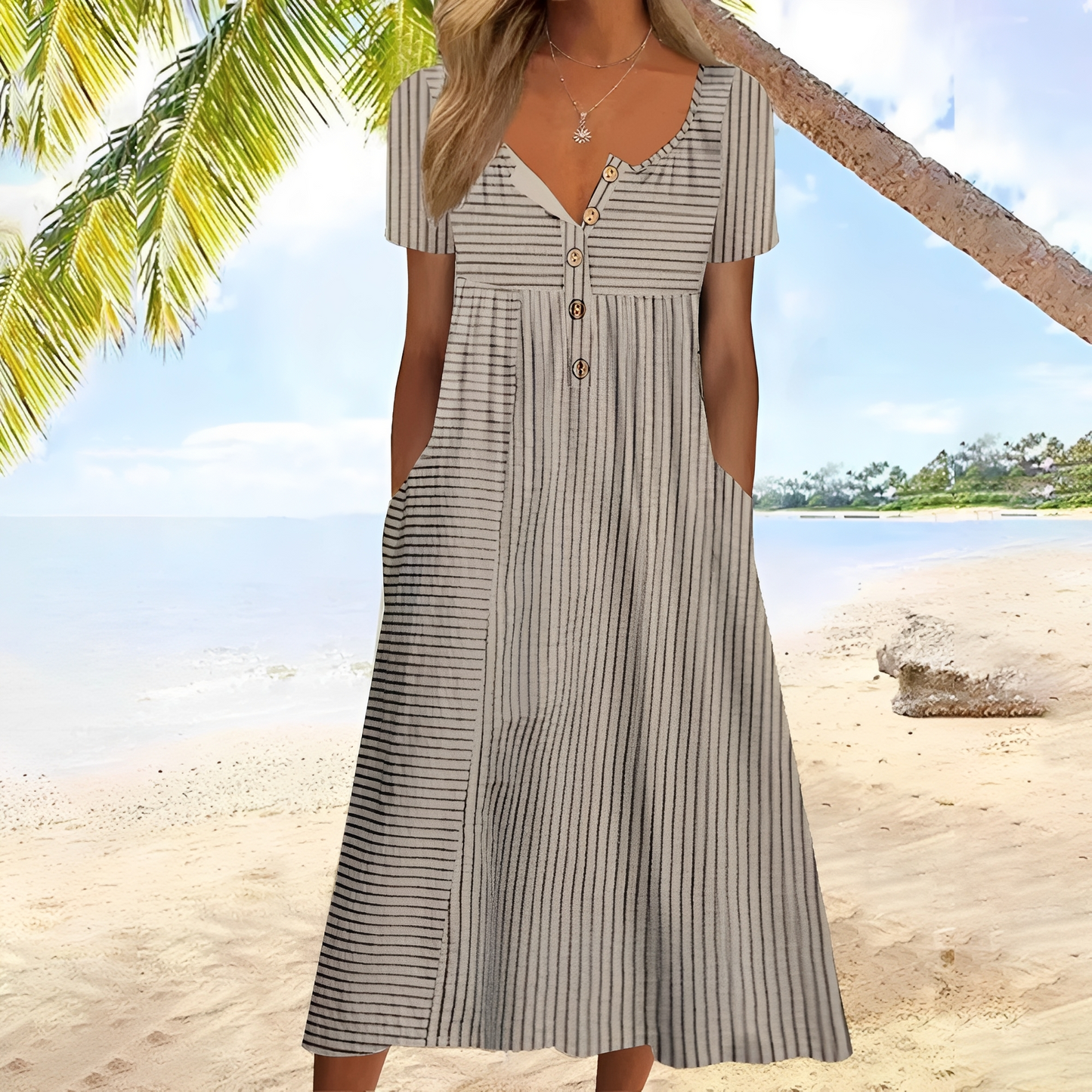 Nannie - Bequemes langes Damenkleid mit Muster