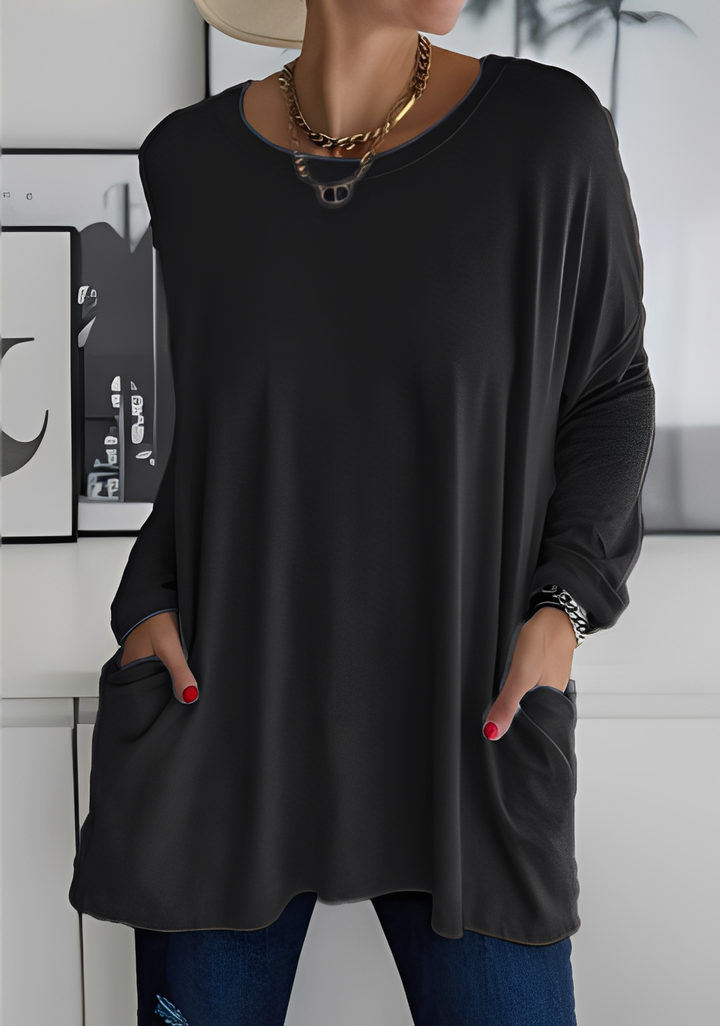 Krystle - Lockeres Damenshirt mit langen Ärmeln und Taschen