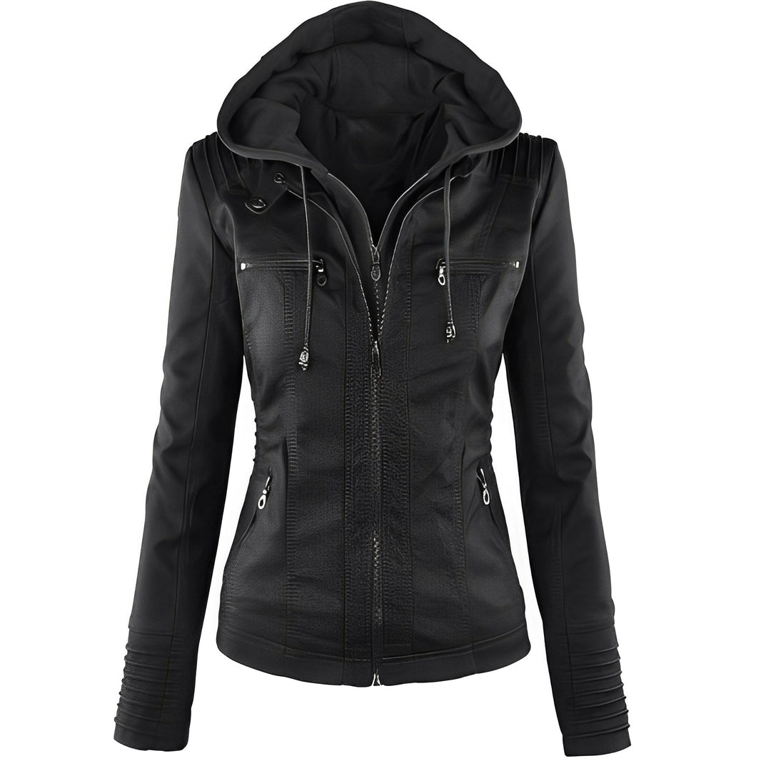 Janene - Komfortable, wasserfeste Lederjacke mit Kapuze für Frauen