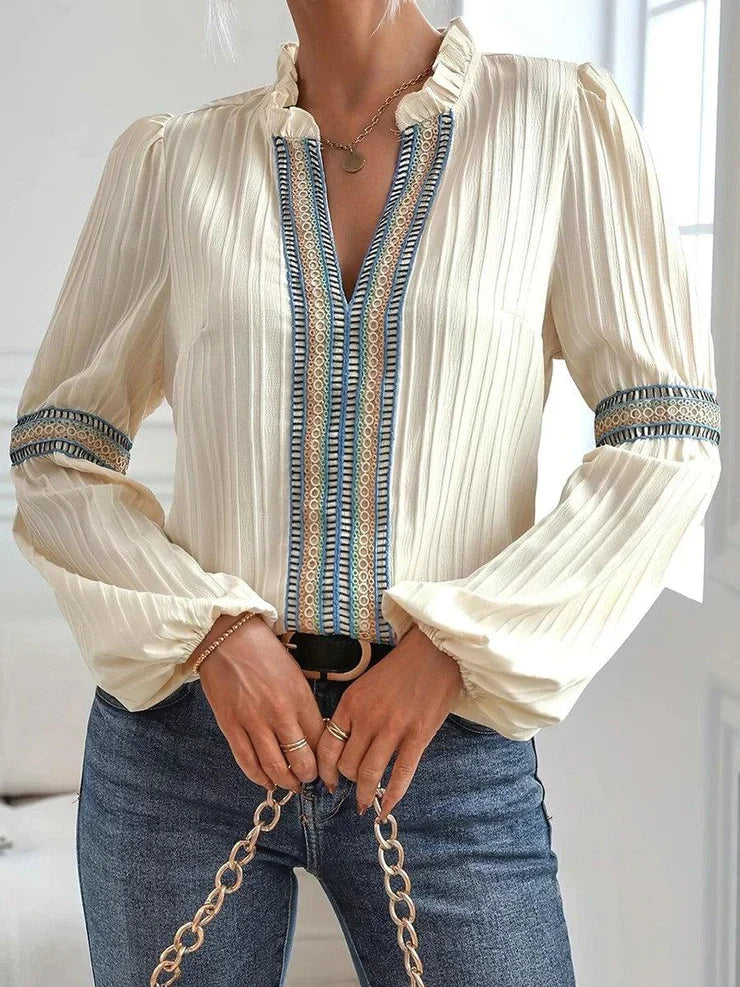 Taylor – Elegantes Langarmshirt mit Aprikosen-Print