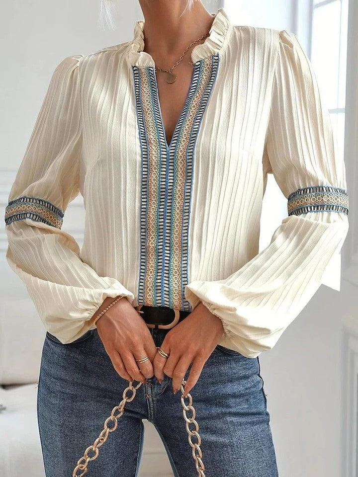 Taylor – Elegantes Langarmshirt mit Aprikosen-Print