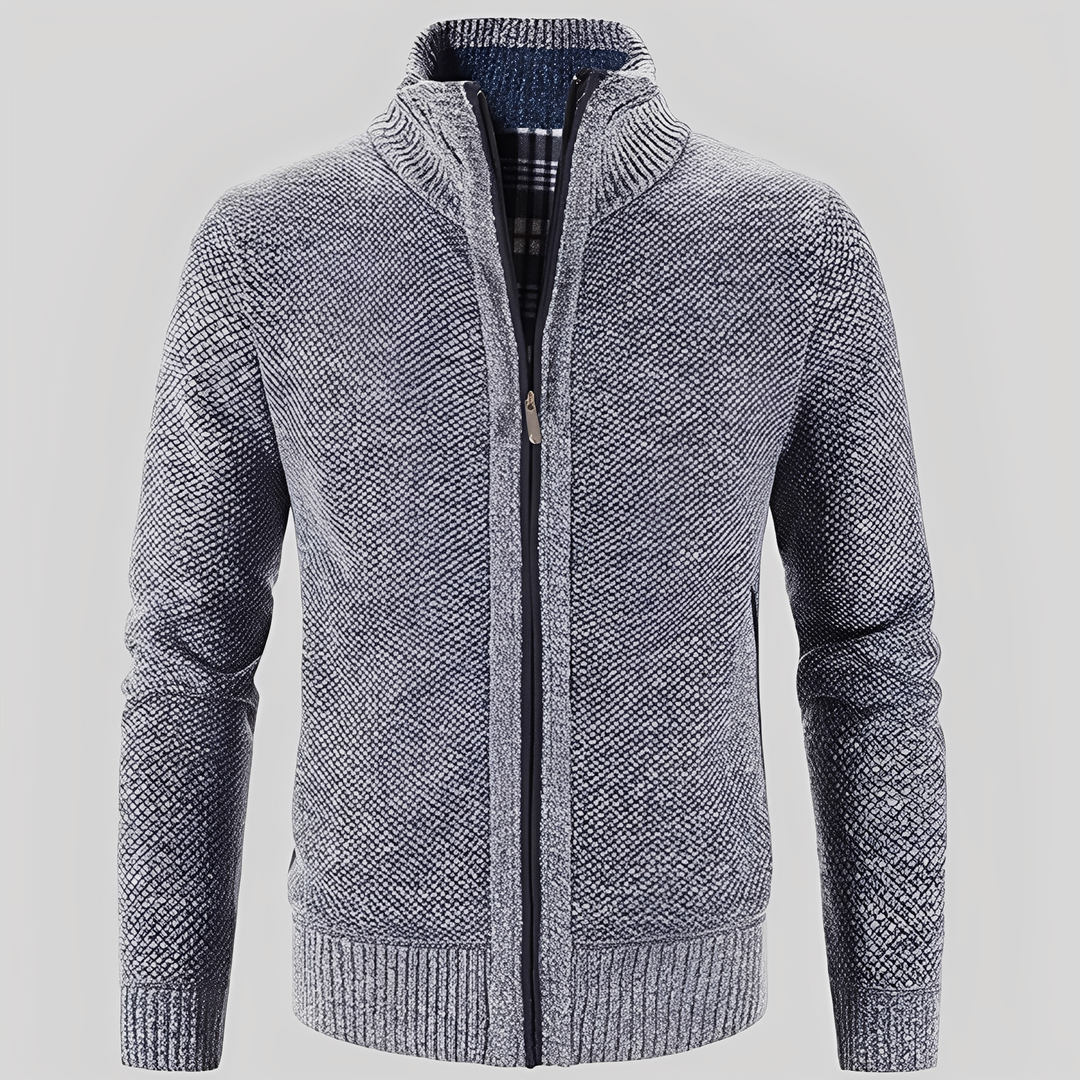 Kelvin - Einfache Herren-Strickjacke mit Reißverschluss