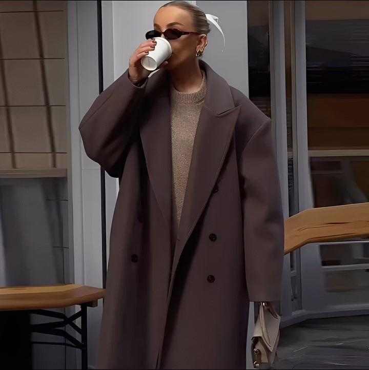 Veronica - Eleganter, locker geschnittener langer Damenmantel