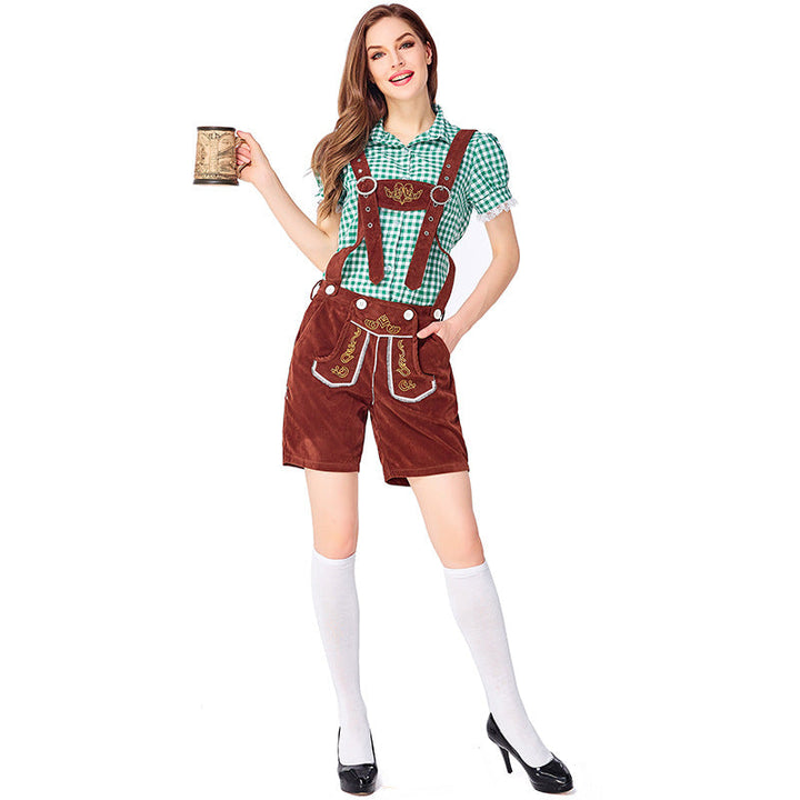 Dahlia - Oktoberfest-Kleidung mit karierten Latzhosen für Frauen