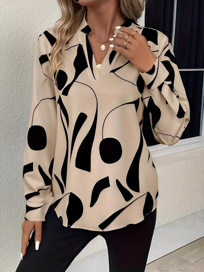 Melville - Schicke Damenbluse mit Muster und langen Ärmeln