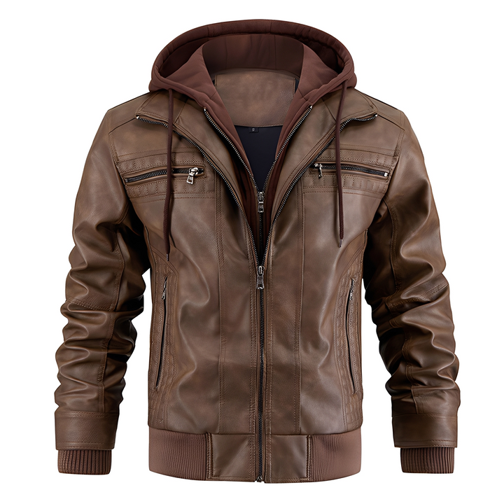 Everard - Klassische Herren-Motorradjacke mit Kapuze