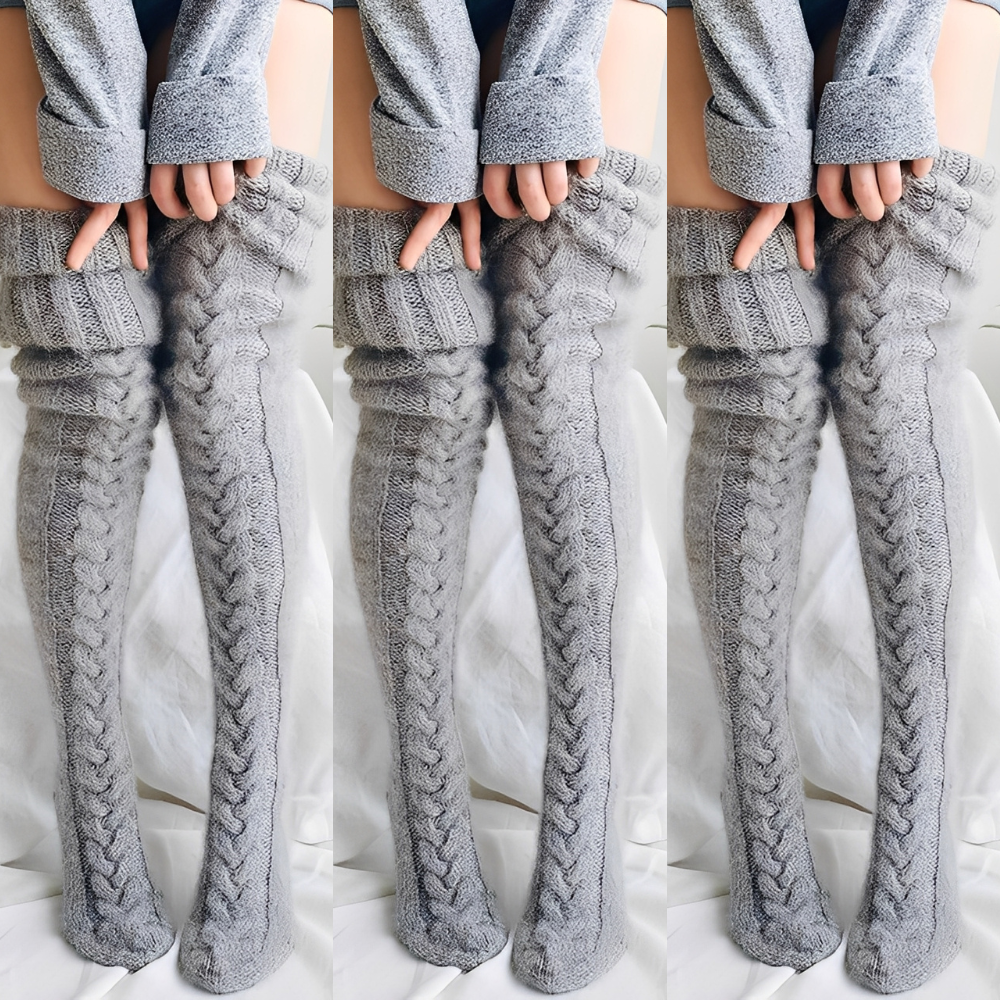 Hailee - Flauschige gestrickte Overknee-Socken für Damen
