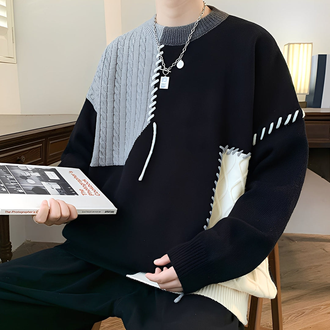Curtis - Zeitgemäßer Herren-Fleecepullover mit Farbblock-Muster