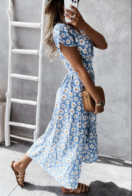 Claudine - Vintage-Blumenkleid mit Gänseblümchen