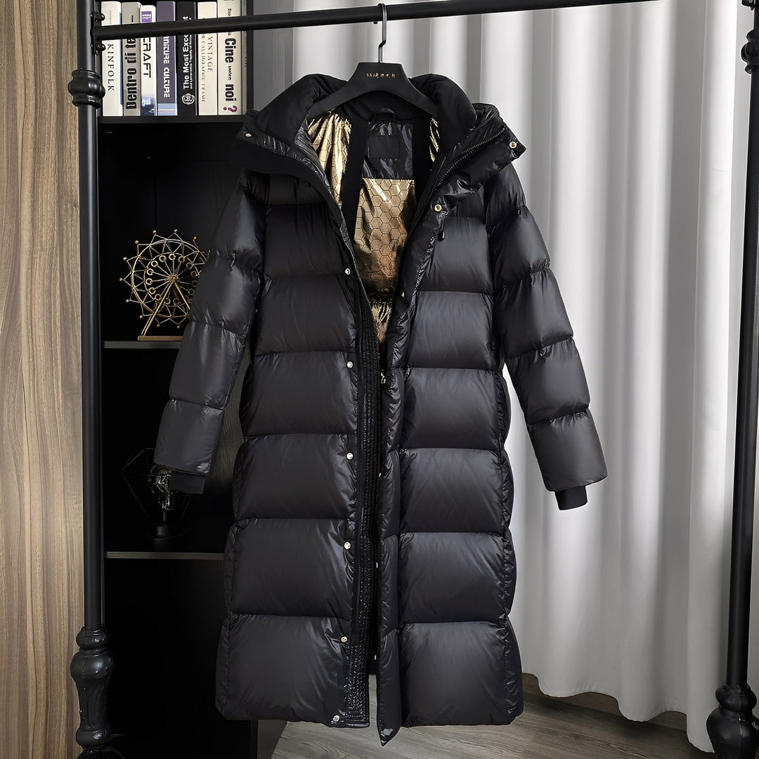 Mildred - Bequeme lange Daunenjacke für Damen