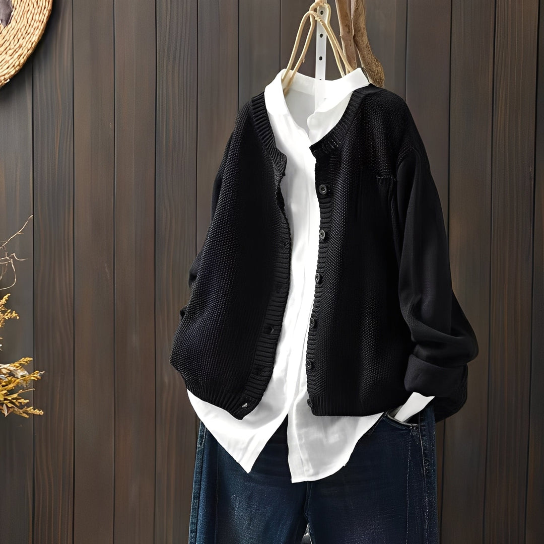 Shanon - Klassische, locker geschnittene Damen-Strickjacke