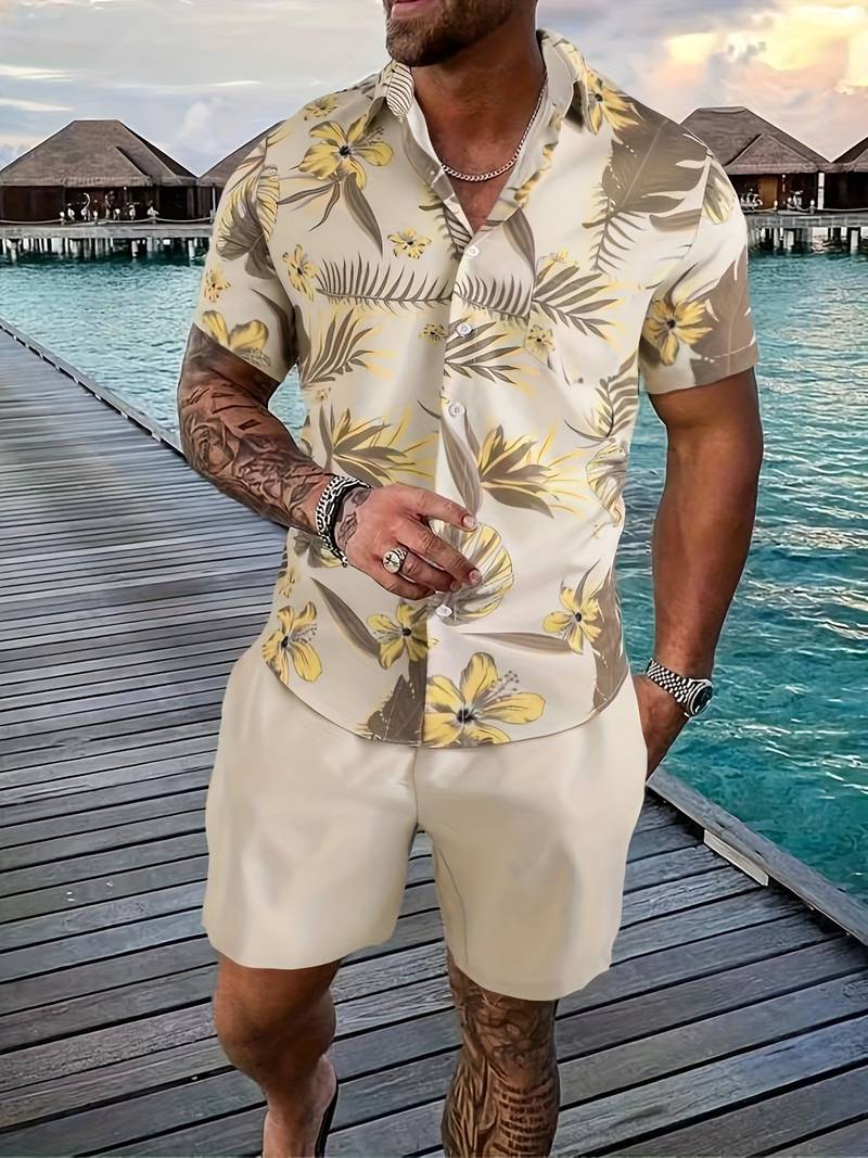 Calvin - Hemd- und Shorts-Set mit Lebendigem Blumenmuster