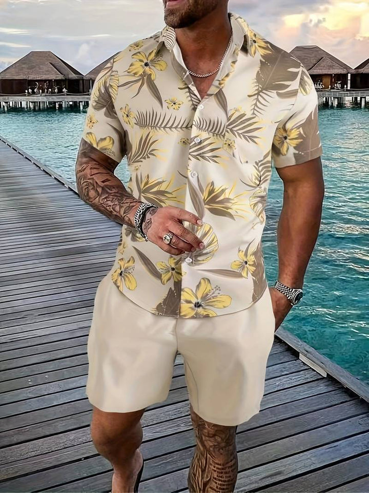 Calvin - Hemd- und Shorts-Set mit Lebendigem Blumenmuster