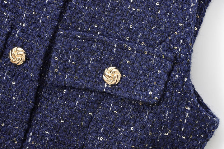 Daphne - Slim-Fit Weste mit Perlenverziertem Gürtel