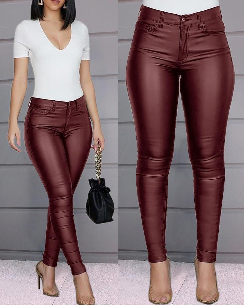 Dina – Stretch-Modehose aus Lederimitat