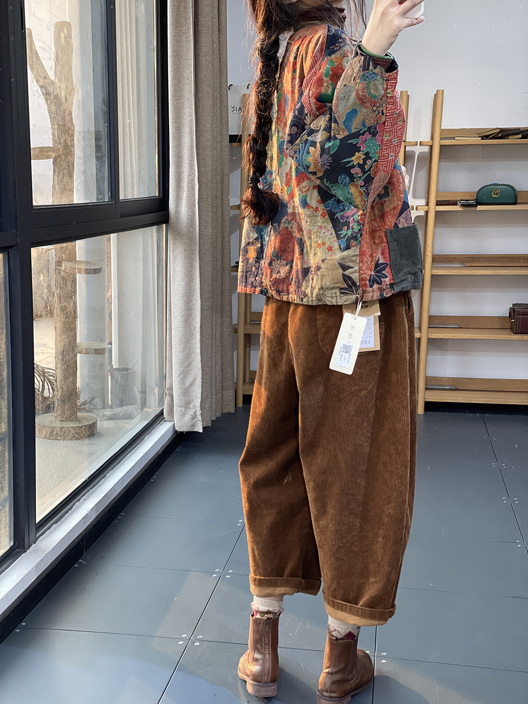 Charisse - Traditioneller Damenmantel im ethnischen Stil mit Taschen