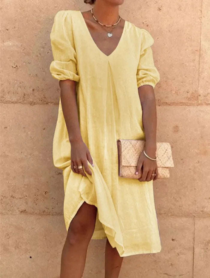 Sanya – Locker geschnittenes Sommerkleid aus Leinen
