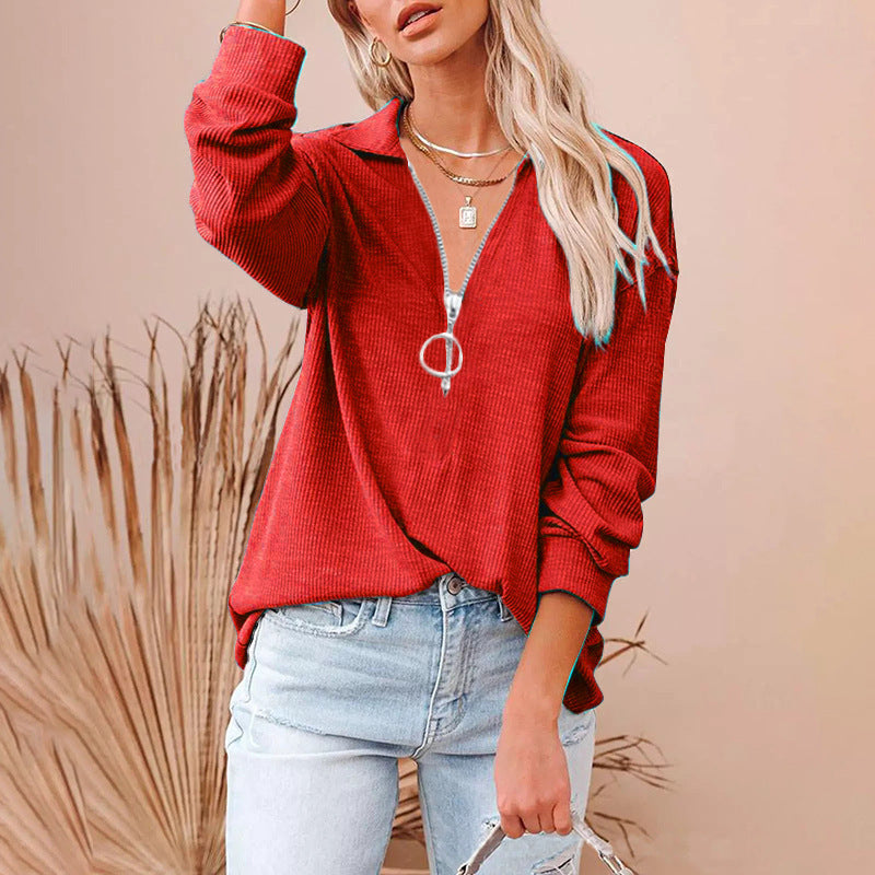 Naomi - Chic 3/4-Ärmelbluse mit V-Ausschnitt