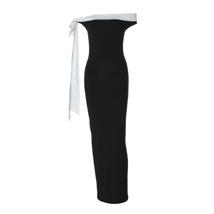 Atasha - Schmal geschnittenes Kleid mit offenen Schultern und Schleife