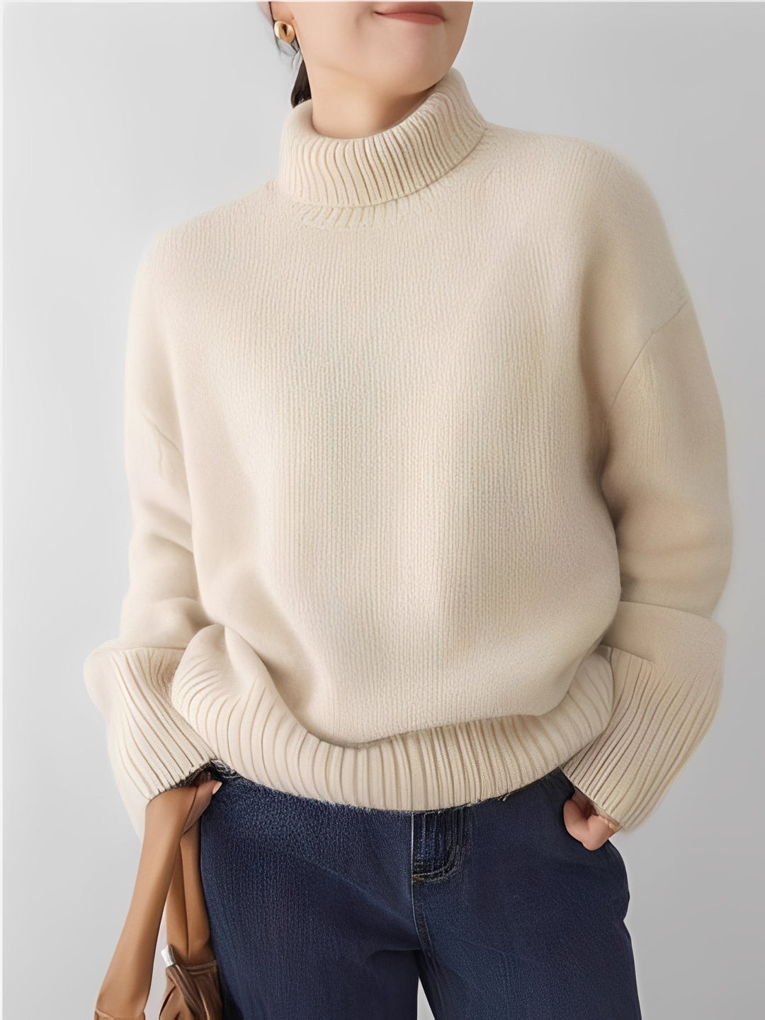 Adrienne - Schicker, locker geschnittener Kaschmir-Rollkragenpullover