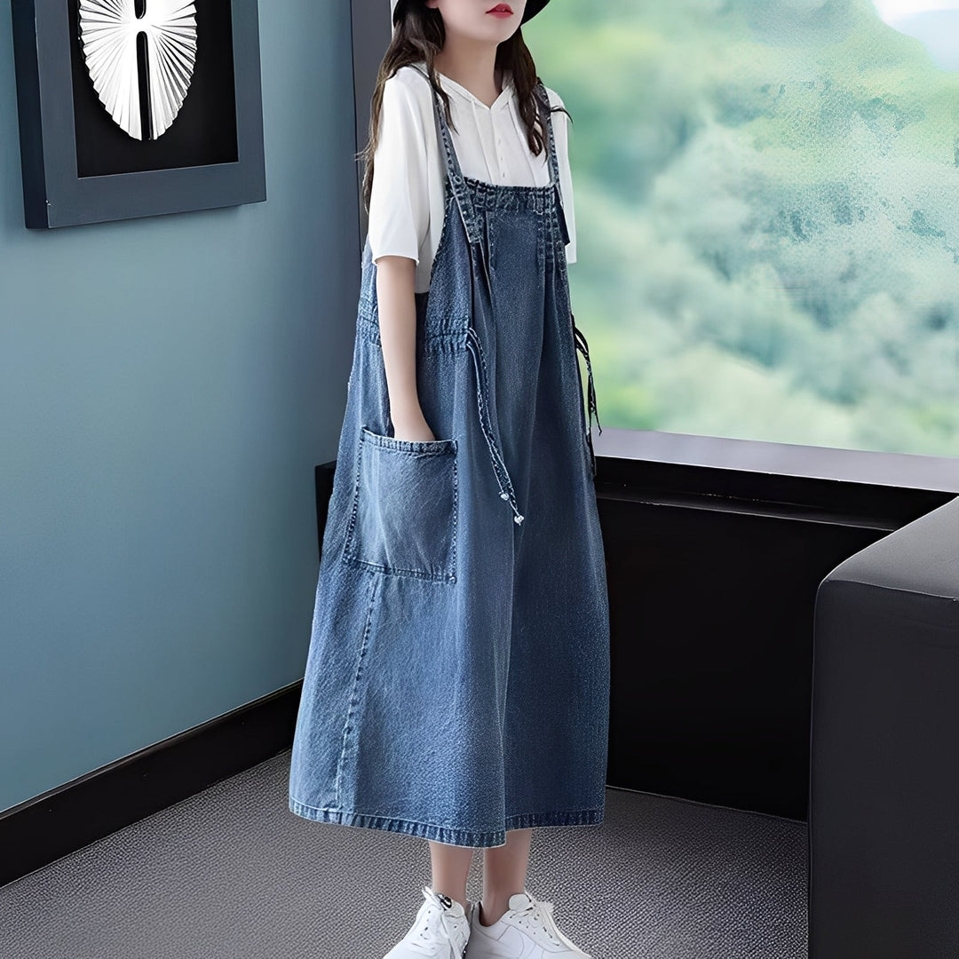 Kelsey - Freizeit-Denimkleid mit Taschen für Damen