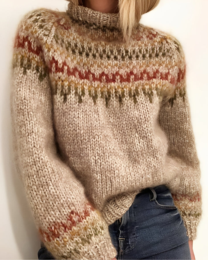 Karissa - Trendiger, entspannter Damenpullover mit Muster