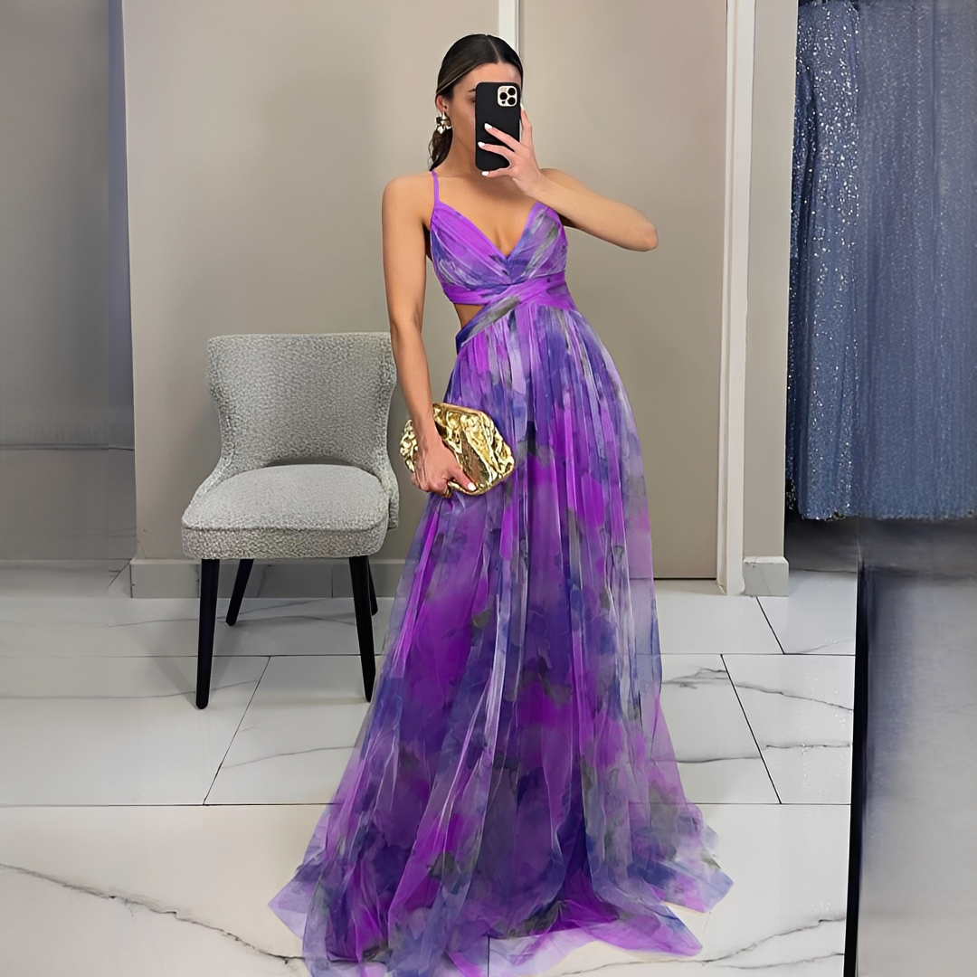 Gardania - Damenlangkleid mit Blumenmuster