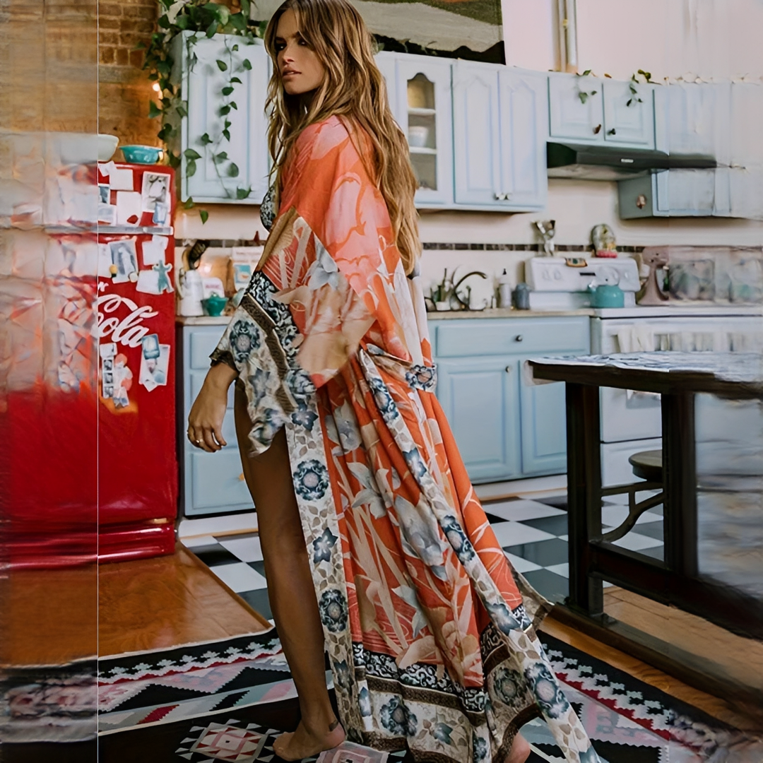 Barbarra - Elegantes langes Damenkleid mit Blumenmuster