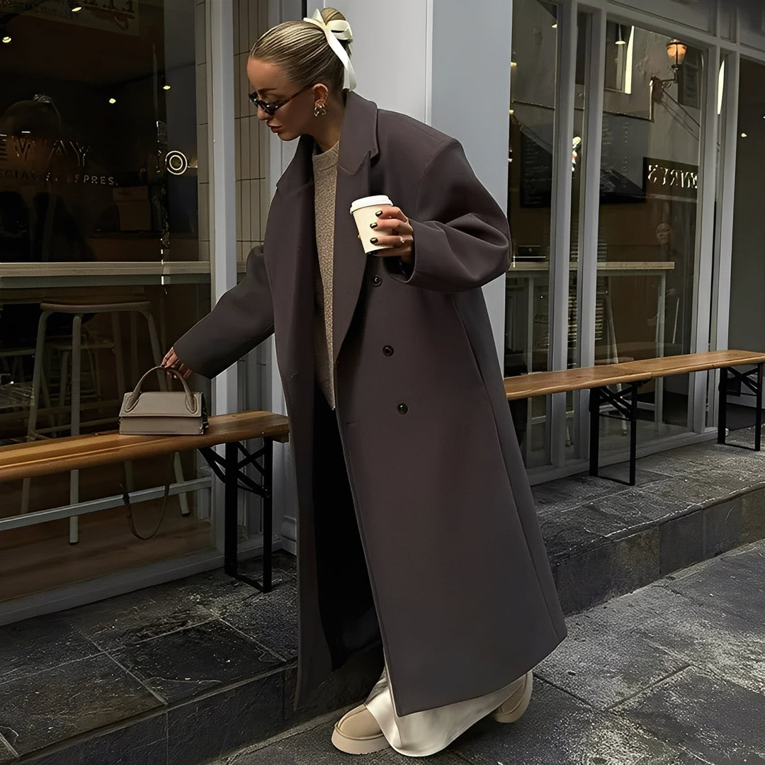 Veronica - Eleganter, locker geschnittener langer Damenmantel