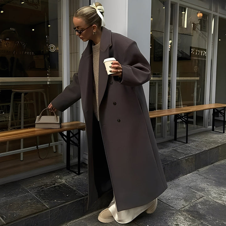Veronica - Eleganter, locker geschnittener langer Damenmantel