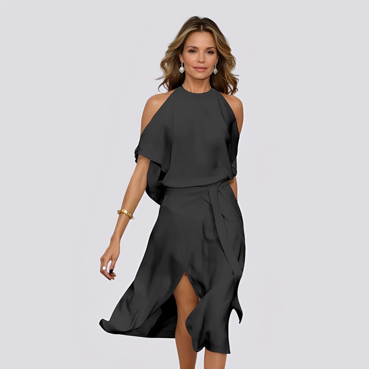 Deborah - Stilvolles langes Kleid mit Schulterdetails für Damen