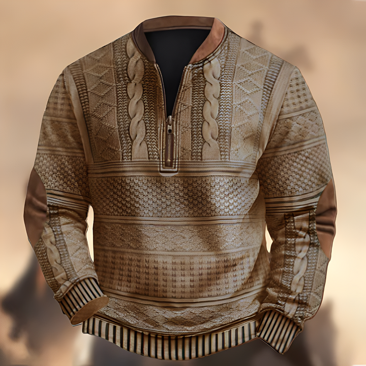 Edmund - Bequemer Pullover mit Druck und Reißverschluss für Herren
