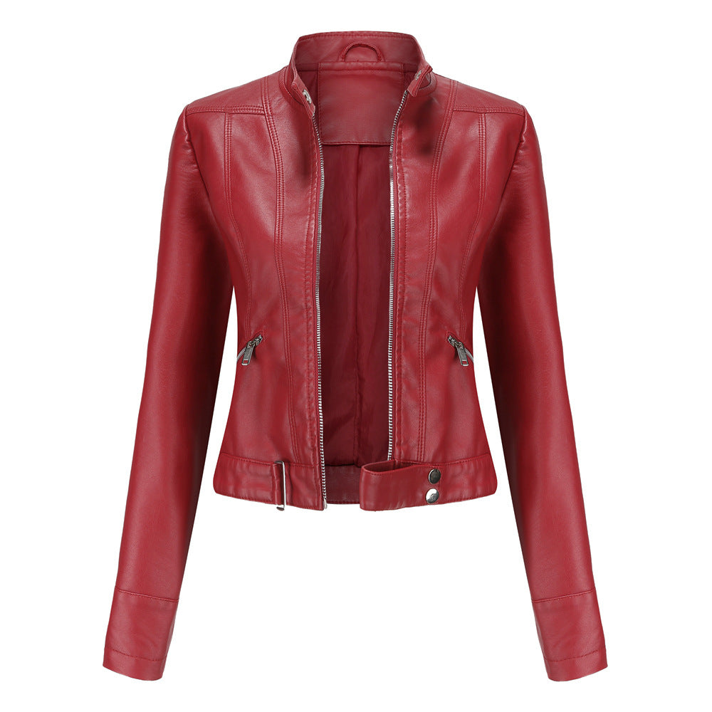 Madeline - Modische Damenjacke aus Leder mit Kragen