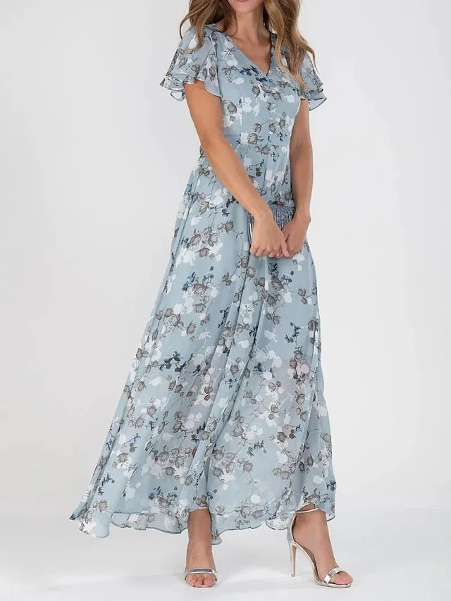 Victoria - Langes und elegantes Sommerkleid mit Blumen