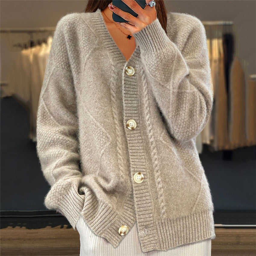 Jocelin - Gestrickte Jacke mit Brokatmuster für Damen