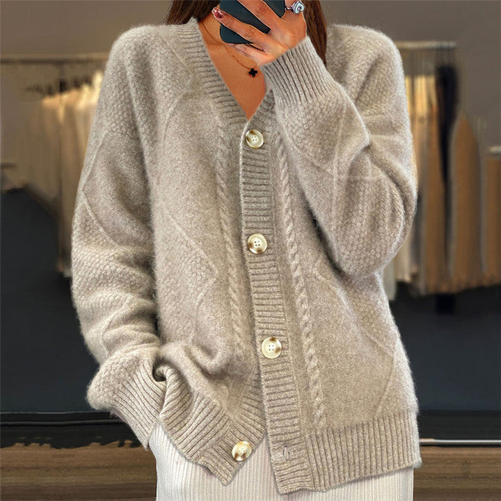 Jocelin - Gestrickte Jacke mit Brokatmuster für Damen