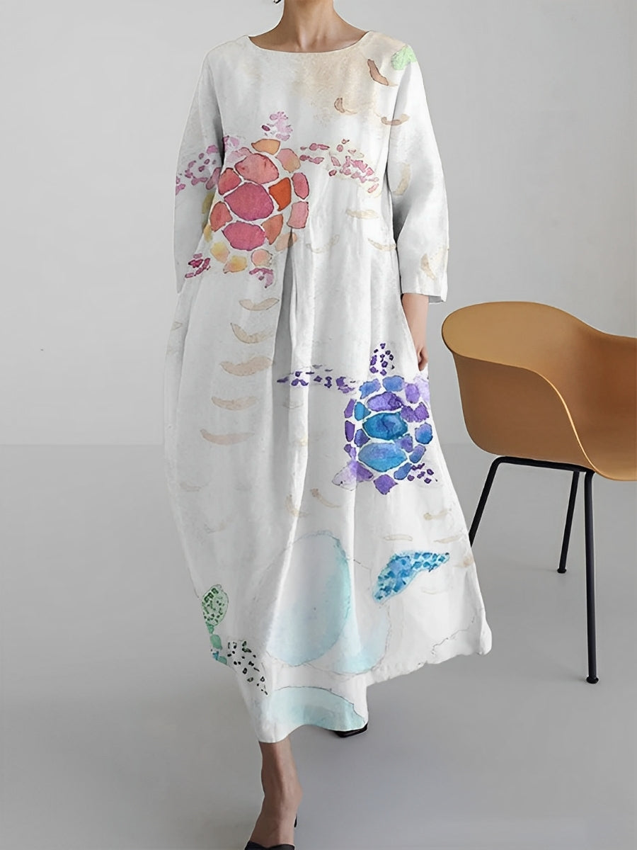 Claudia - Damenkleid mit leuchtenden Farben und halben Ärmeln