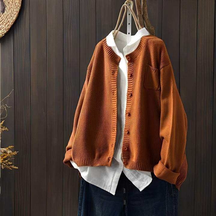 Shanon - Klassische, locker geschnittene Damen-Strickjacke