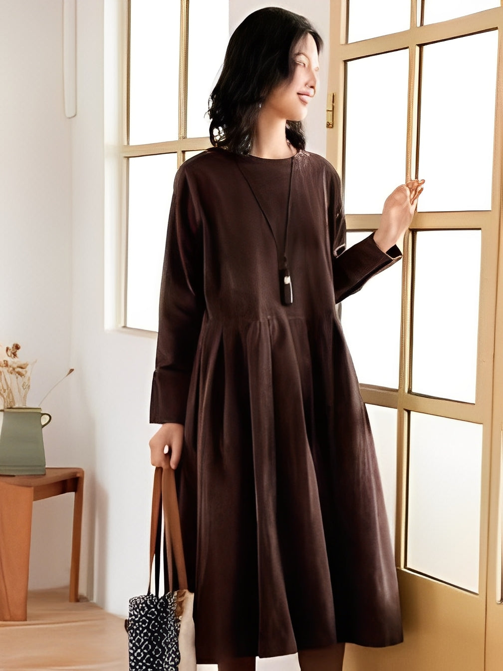 Shyanne - Bequemes, locker geschnittenes Cordkleid mit Taschen für Damen
