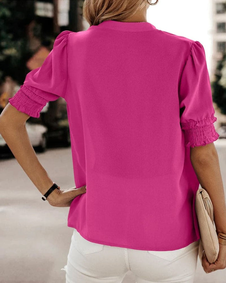 Sophia – Bluse mit V-Ausschnitt und kurzen Ärmeln