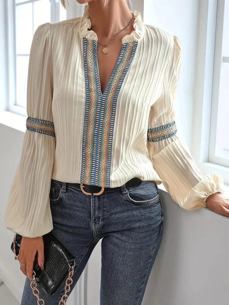 Taylor – Elegantes Langarmshirt mit Aprikosen-Print
