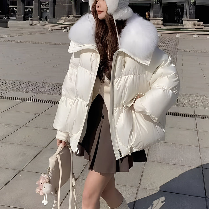 Victoria - schicke Windjacke mit Daunen und Pelzkragen für Damen