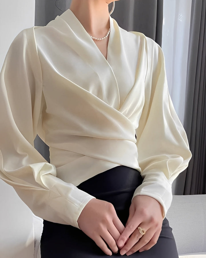 Annora - Elegante langärmelige Satinbluse für Damen