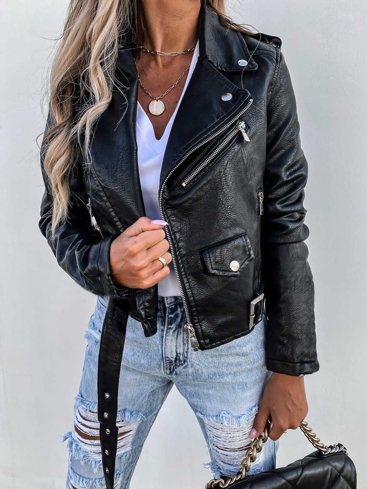 Alivia - Stylische Damen-Lederjacke mit Reißverschluss