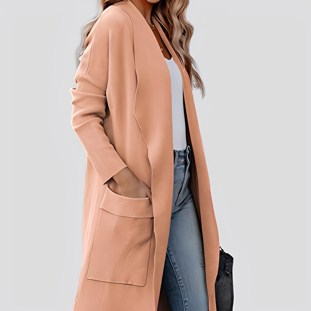 Chantal - Bequeme lange Tweed-Strickjacke für Damen