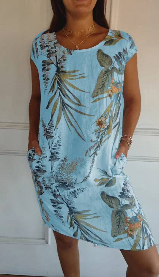 Britt – Kleid mit Druck und rundem Halsausschnitt