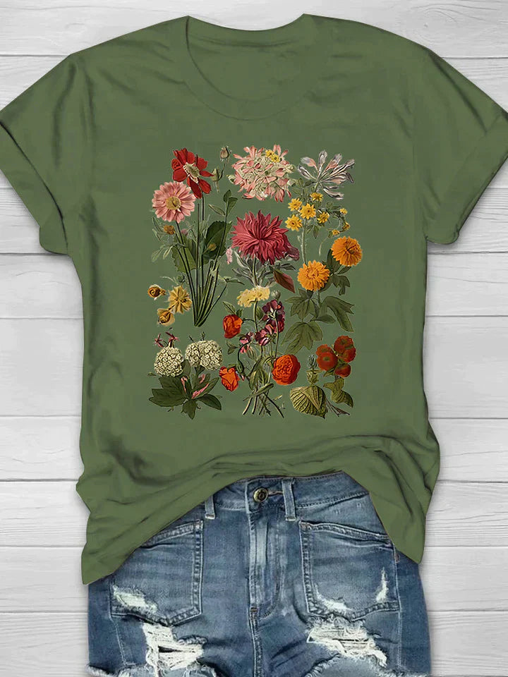 Liv - Damen T-Shirt mit Retro-Blümchenmuster